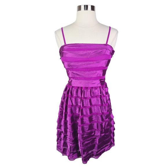 Lucy Paris Purple Tiered Ruffled Mini Dress - Size Small - Picture 2 of 7